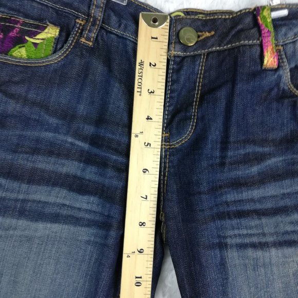 Coogi Womens Jeans Straight Leg Blue Denim Embroidered Jeweled Distressed 8 - Picture 11 of 16